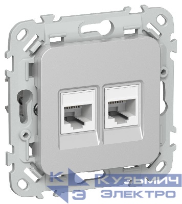 Розетка компьютерная 2-м СП FLITE РК5е-2-0-ФлА RJ45 кат.5E UTP механизм алюм. IEK FI-K22-1-K47