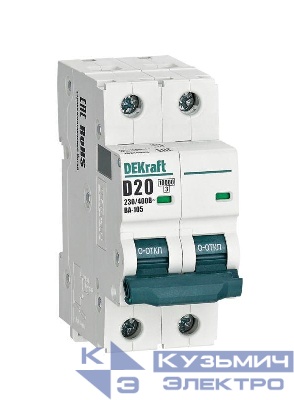 Выключатель автоматический модульный 2п D 20А 10кА ВА-105 DEKraft 13214DEK