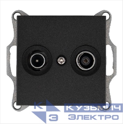 Розетка телевизионная оконечная TV + FM 2-м Ф9.5мм механизм антрацит Jasmart G6204B