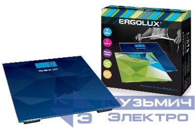 Весы напольные ELX-SB03-C45 до 180кг LED подсветка абстракция син. Ergolux 13434