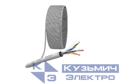 Кабель витая пара U/UTP кат.5E 4х2х24AWG solid CU PVC сер. (м) Эра Б0044429