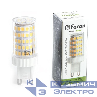 Лампа светодиодная LB-435 11Вт JCD 4000К G9 230В FERON 38150