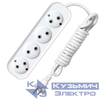 Удлинитель 4х2м без заземл. 10А IP20 Е-204 ПВС 2х0.75 АБС-пластик UNIVersal 9634266