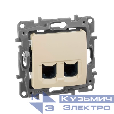 Розетка компьютерная 2-м СП Etika RJ45 кат.5E UTP механизм сл. кость IEK 672355