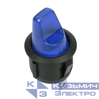 Выключатель клавишный круглый 12В 16А (3с) ON-OFF син. с подсветкой (RWB-224 SС-214) Rexant 36-2591