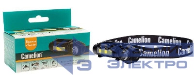 Фонарь налобный LED53408 аккум. 3.7В XPE+COB 3Вт 3 реж. магнит Type-C бокс черн. Camelion 15759