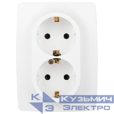 Розетка 2-м СП Эра12 12-2106-01М 16А 250В 2X2P+E Schuko бел. матов. Эра Б0065721