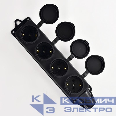 Колодка 4-м 16А IP44 2P+PE 220-240В с защ. крышками каучук LEZARD 106-0400-0107/107