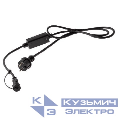 Шнур питания 1.5м 3А 450Вт IP65 220В для подключения гирлянд провод черн. каучук Эра Б0051880
