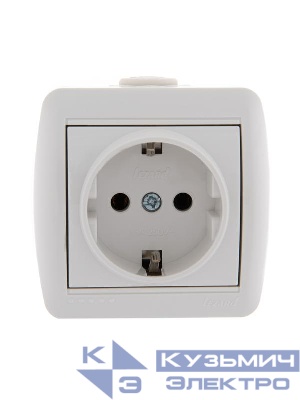 Розетка 1-м ОП Nata 16А IP20 с заземл. керамика бел. LEZARD 710-0200-122