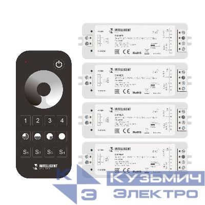 Диммер SMART-SET-PWM-101-72-DIM-PD-SUF Black (5-36В 1х8А x4 ПДУ 13кн 2.4G) IP20 пластик INTELLIGENT ARLIGHT 036201