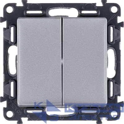 Выключатель 2-кл. СП Valena Life 10А IP20 250В с лицев. панелью безвинтов. зажимы механизм алюм. Leg 752605