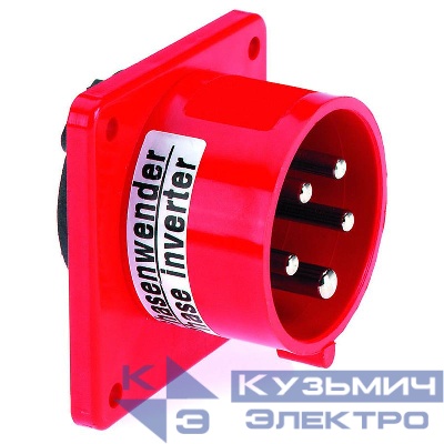 Вилка-фазоинвертор встраиваемая 16А 5п 3P+N+PE 6ч 400В IP44 Bals 2870