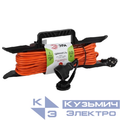 Удлинитель-шнур на рамке 1х10м с заземл. 6А IP20 UFx-1e-3х0.75-10m ПВС 3х0.75 Эра Б0046825