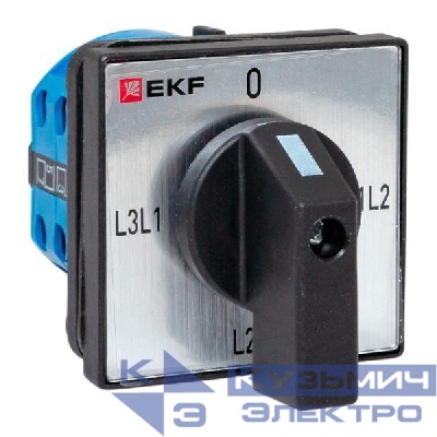 Переключатель кулачковый ПК-1-73 3п 10А для вольтметра (линейное напряжение) IP65 EKF pk-1-73-10-65