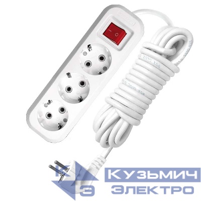 Удлинитель 3х5м с заземл. 13А IP20 S-303 ПВС 3х1 с выкл. UNIVersal 9631987