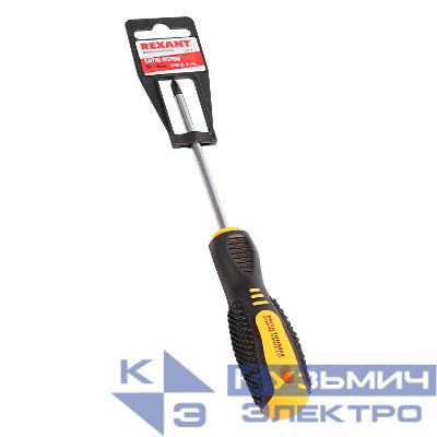 Отвертка крестовая PH 1х100мм двухкомпонентная рукоятка Rexant 12-4727