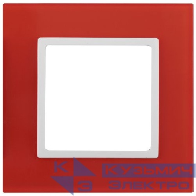 Рамка 1-м 14-5101-23 стекло Elegance красный+бел. ЭРА Б0034478