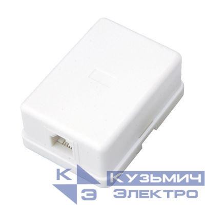 Розетка телефонная 1-м ОП RJ14 (6P4C) кат.3 бел. Rexant 03-0001