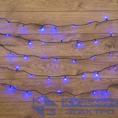 Гирлянда светодиодная "Твинкл Лайт" 4м 25LED син. 4.8Вт 220-240В IP20 с контроллером 8 режимов провод ПВХ темн. зел. Neon-Night 303-013