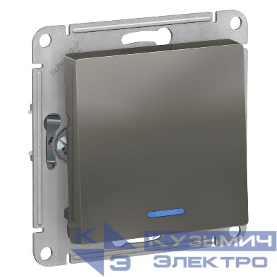 Выключатель 1-кл. СП AtlasDesign 10А IP20 (сх. 1а) 10AX с подсветкой механизм сталь SE ATN000913