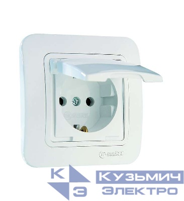Розетка 1-м СП Lillium 16А IP20 без заземл. с крышкой бел./бел. Makel 70029