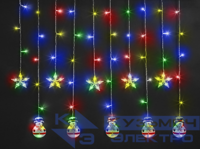 Гирлянда светодиодная "Бахрома" "Звезды и снеговики" 95 026 NGF-D037-03 3х0.6м RGBY IP20 Navigator 95026