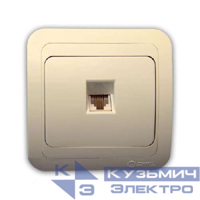 Розетка телефонная 1-м СП Mimoza 16А IP20 крем./крем. Makel 25014