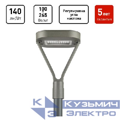 Светильник светодиодный SPP-505-0-30K-050 50Вт 3000К IP65 6000лм КСС Д садово-парковый сер. Эра Б0062697