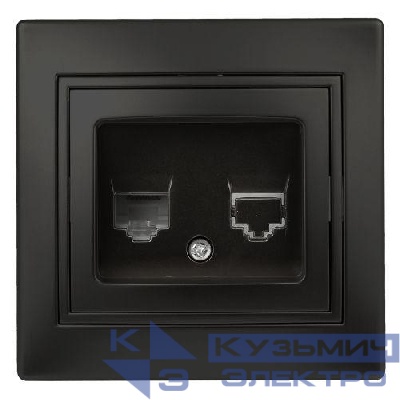 Розетка компьютерная 1-м СП Plano 1-303-05 RJ45 IP20 антрацит Intro Б0044575