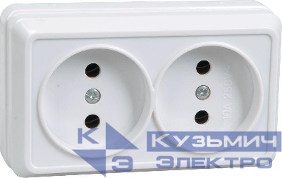 Розетка 2-м ОП Октава 10А IP20 без заземл. бел. GENERICA ERO20-K01-10-DC