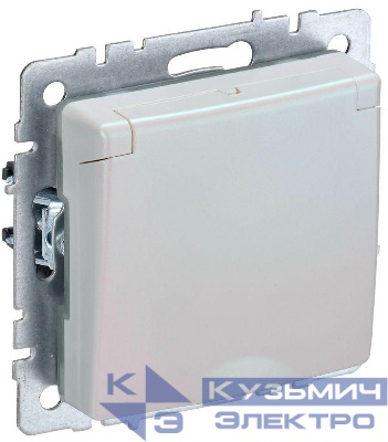 Розетка BRITE РСбш10-3-БрЖ 16А IP20 с заземл. защ. шторки с крышкой механизм жемчуж. IEK BR-R16-16-K36