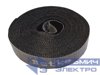 Лента-липучка многоразовая 20мм*5м, с насечками для отрыва (каждые 2 см), черная NETKO Optima