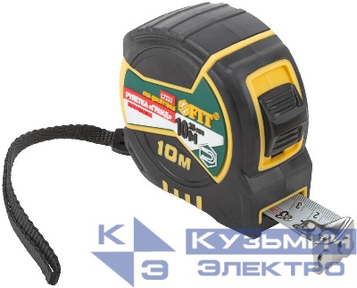 Рулетка Гранд 10мх25мм калибр. лента; нейлон. покрытие; магн. крючок; двойной стопор; прорезиненный корпус FIT 17330