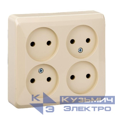 Розетка 4-м ОП Этюд 16А IP20 250В без заземл. без защ. шторок крем. SE PA16-205K