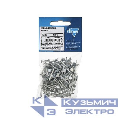 Гвоздь толевый евро 2х20 оцинк. (уп.0.1кг) Tech-Krep/Zitar 128312