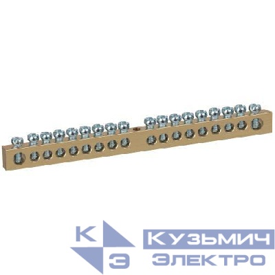 Шина NO-122-34 PEN земля-ноль 8х12мм 18/1 латунная крепеж по центру Эра Б0047250