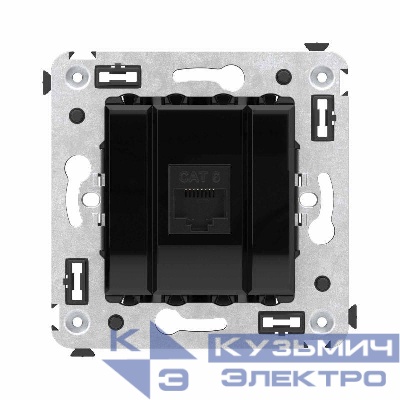 Розетка компьютерная 1-м СП Avanti "Черный квадрат" RJ45 кат.6 без шторок механизм DKC 4402693