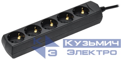 Удлинитель 5х3м с заземл. 10А IP20 У05 250В ПВС 3х1 черн. GENERICA WYP10-10-05-03-Z-K02-G