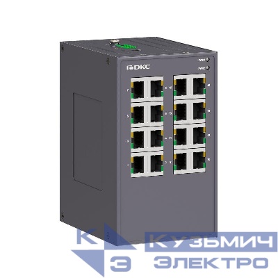 Коммутатор промышленный неуправляемый 16х10/100Base-T(X) портов RJ45 12-48В DC/18-30В AC с резервированием DKC N1000-16T-P2