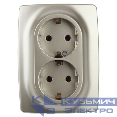 Розетка 2-м СП Эра12 12-2106-04 16А IP20 16AX 250В 2х2P+E Schuko шампань Эра Б0031231