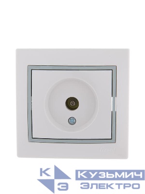 Розетка телевизионная оконечная TV СП Mira 16А IP20 с сер. вставкой бел. LEZARD 701-0215-130