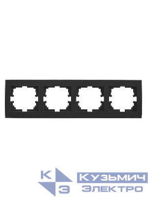 Рамка 4-м RAIN горизонт. черн. бархат + хром. LEZARD 703-4225-149