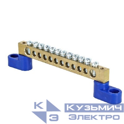 Шина нулевая N 8х12 12 отвер. латунь 2 син. угловых изолятора PROxima EKF sn0-125-12-2