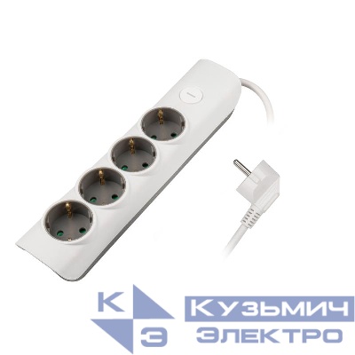 Удлинитель 4х3м с заземл. с выкл. бел. ET-04-300W (4х3.0) JAZZway 5051812