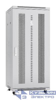 Шкаф монтажный телекоммуникационный напольн. ND-05C-27U60/80 19дюйм 27U 600х800х1388мм для распределит. и серверн. оборудования; передн. и задн. перфорир. двери ручка с замком RAL 7035 сер. Cabeus 7224c