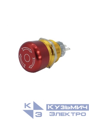 Выключатель кнопочный GQ22-L-11TSB 1НО+1НЗ гриб с фиксацией d22мм IP65 метал. красн. Электротехник ET020092