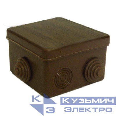 Коробка распаячная ОП 80х80х50мм с гермовводами темн. дерево Урал Пак КО-92018080-032