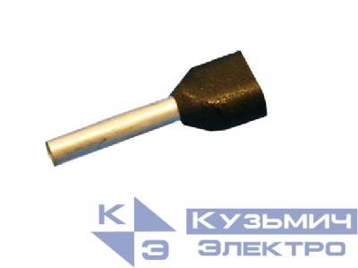 Штыревой втулочный кабельный наконечникTE 1512 (НШВИ F=12мм) 2х1,5мм2 , изолированный, черный, 100шт., NETKO Optima