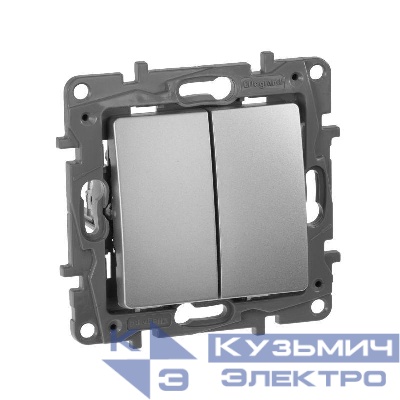 Выключатель 2-кл. СП Etika 10А IP20 250В 10AX авт. зажимы механизм алюм. IEK 672402